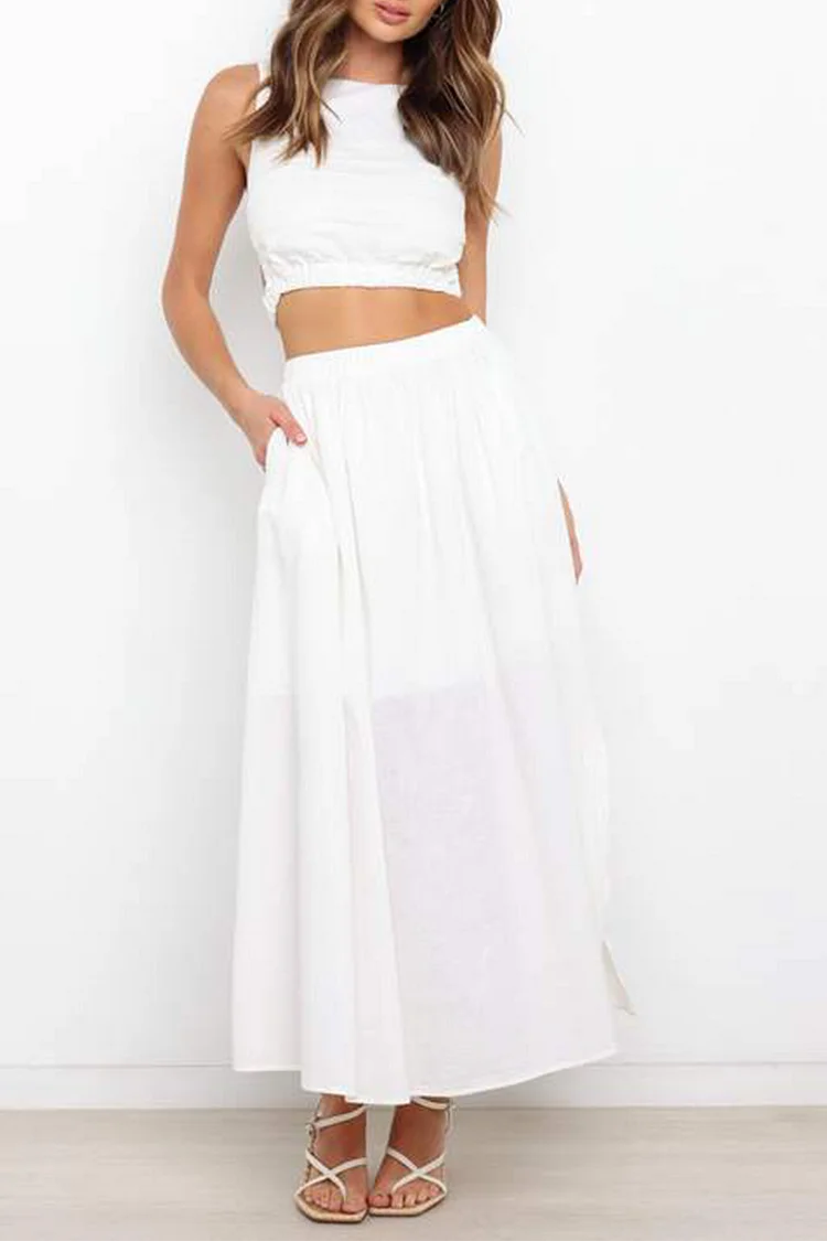 Sexy Solid Split Joint Halter Dresses(3 Colors)