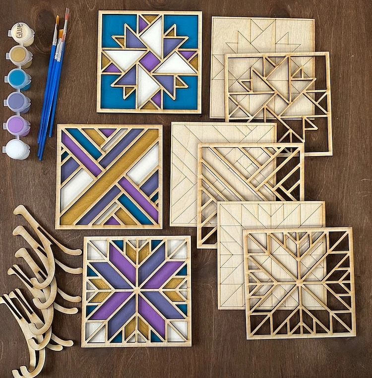 DIY Barn Quilt Pattern Decor Painting Kit, DIY Craft Kit, Barn Quilt Pattern Craft Gift Set for Quilters, DIY Craft, Gift for Her, Barn Star