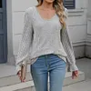 Gioiacombo&trade; Top in morbido pizzo a maniche lunghe lavorato a maglia da donna