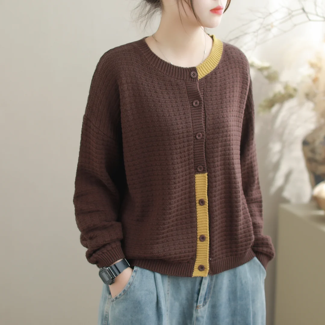 Chicfifth Sweater Women Winter Long Sleeve High Quality Autumn Vintage Top Knitted Cardigan