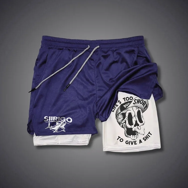 LIFE’S TOO SHORT TO GIVE A SHIT Funny Skull Print GYM PERFORMANCE SHORTS