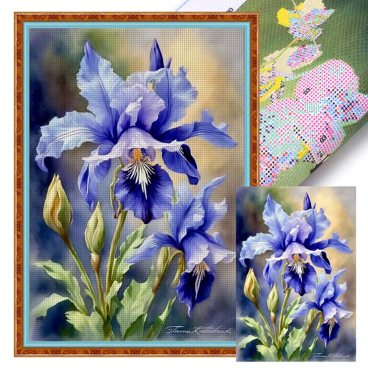 【Huacan Brand】Iris 40*60cm 11CT Stamped Canvas Cross Stitch gbfke