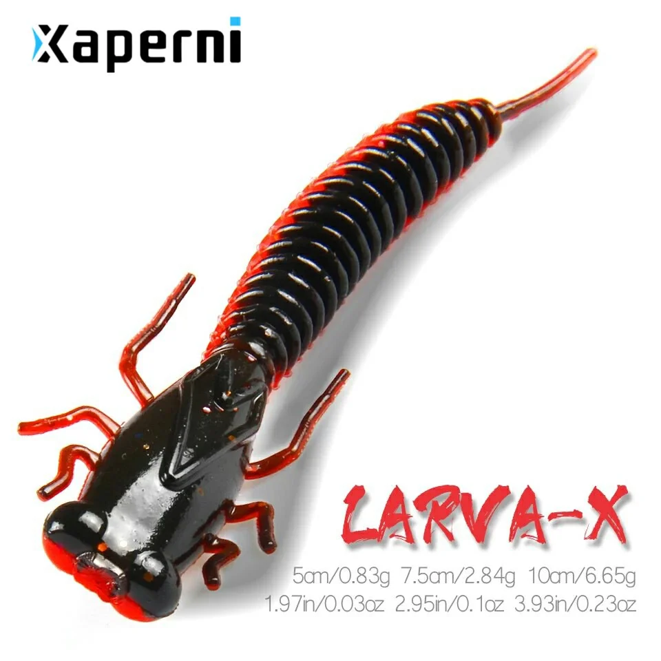 Xaperni Larva Soft Lures 50mm 75mm 100mm Artificial Lures Fishing Worm Silicone Bass Pike Minnow Swimbait Jigging Plastic Baits