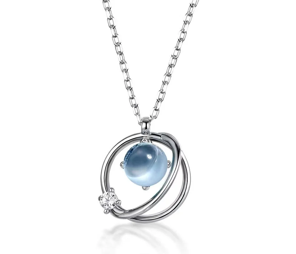 Natural Topaz Rotating Planet Necklace