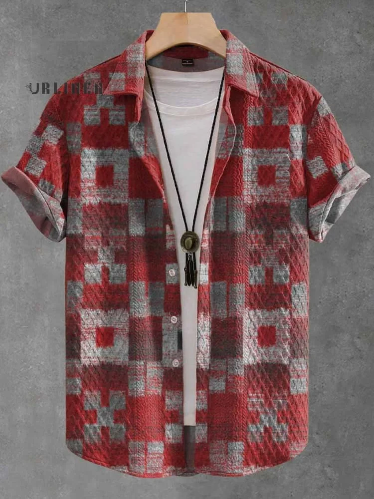 Vintage ART Print Casual Jacquard Shirt
