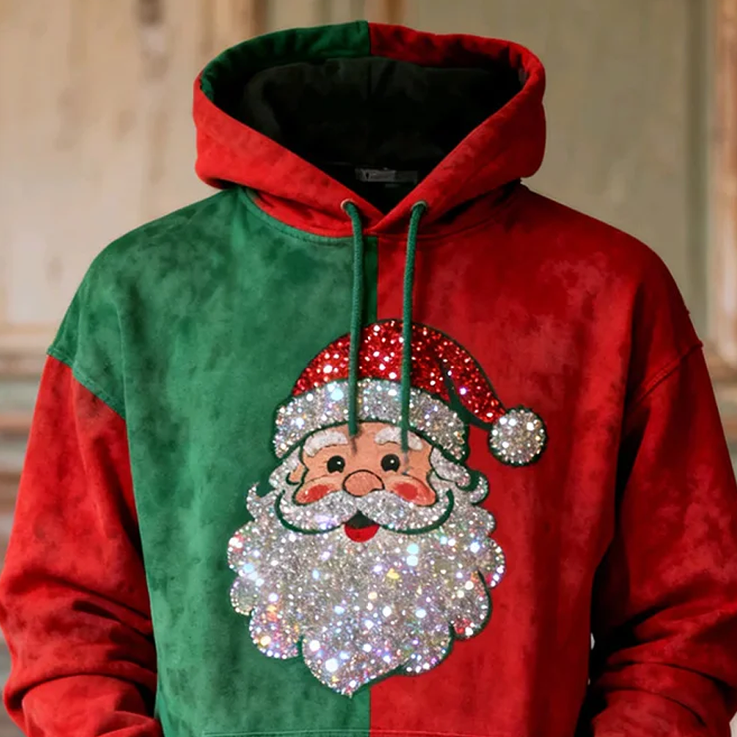 Men's Christmas Santa Pattern Vintage 3D Print Hoodie