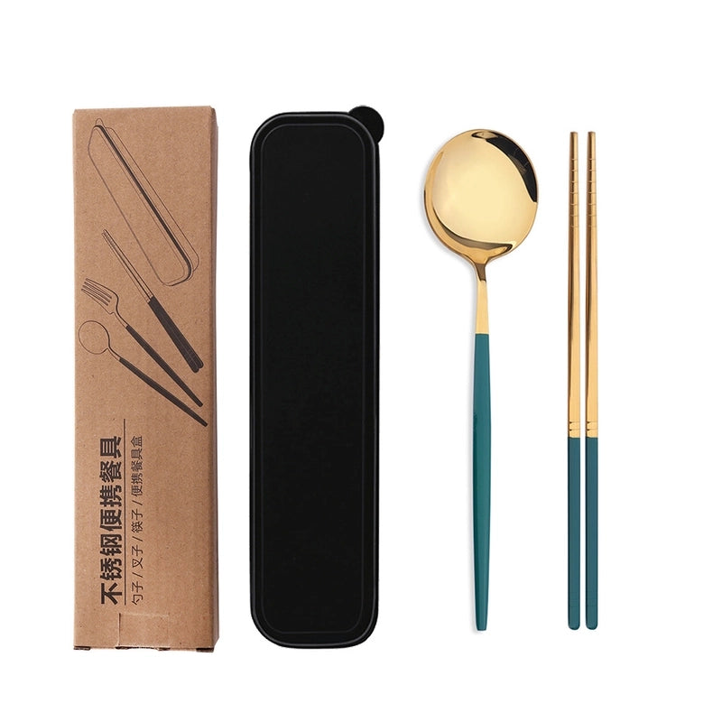 Casual Solid Color Stainless Steel Tableware 1 Set