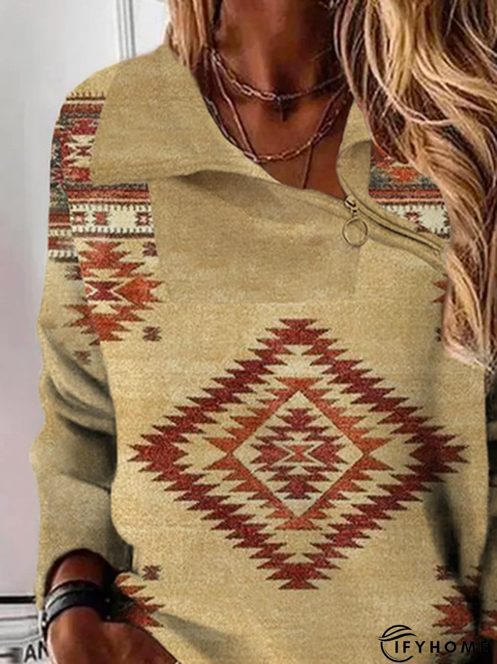 Ethnic Loose Asymmetrical Sweatshirt | IFYHOME