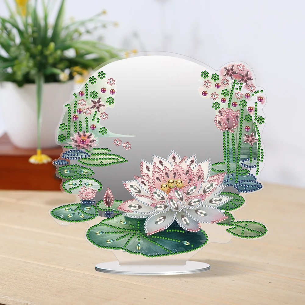 DIY Lotus Acrylic Diamond Art Mirror Home Decoration
