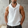 Men's Linen Breathable Hooded Sleeveless Shirt by Inlyline