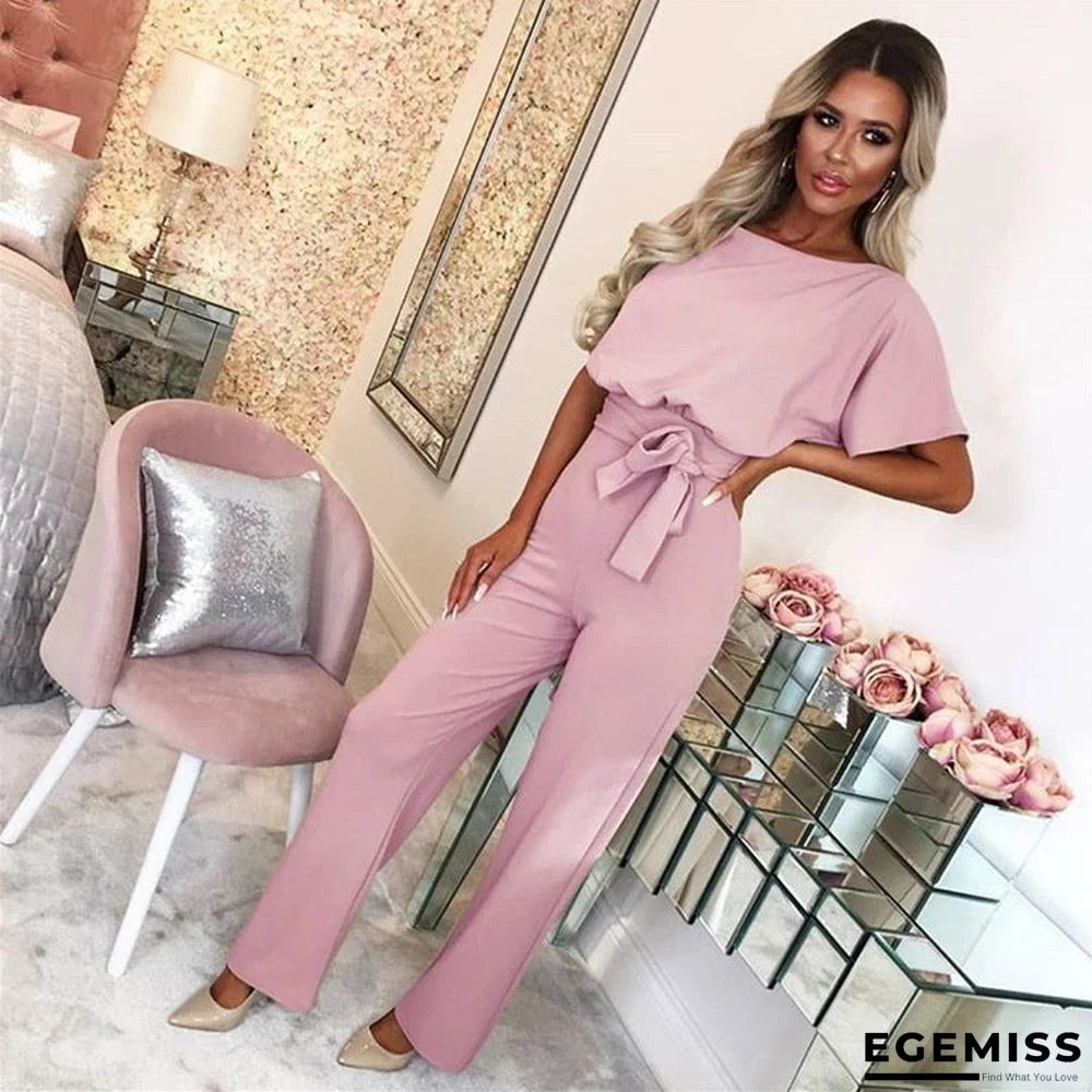 Button Lace-up Short-sleeved Jumpsuit | EGEMISS