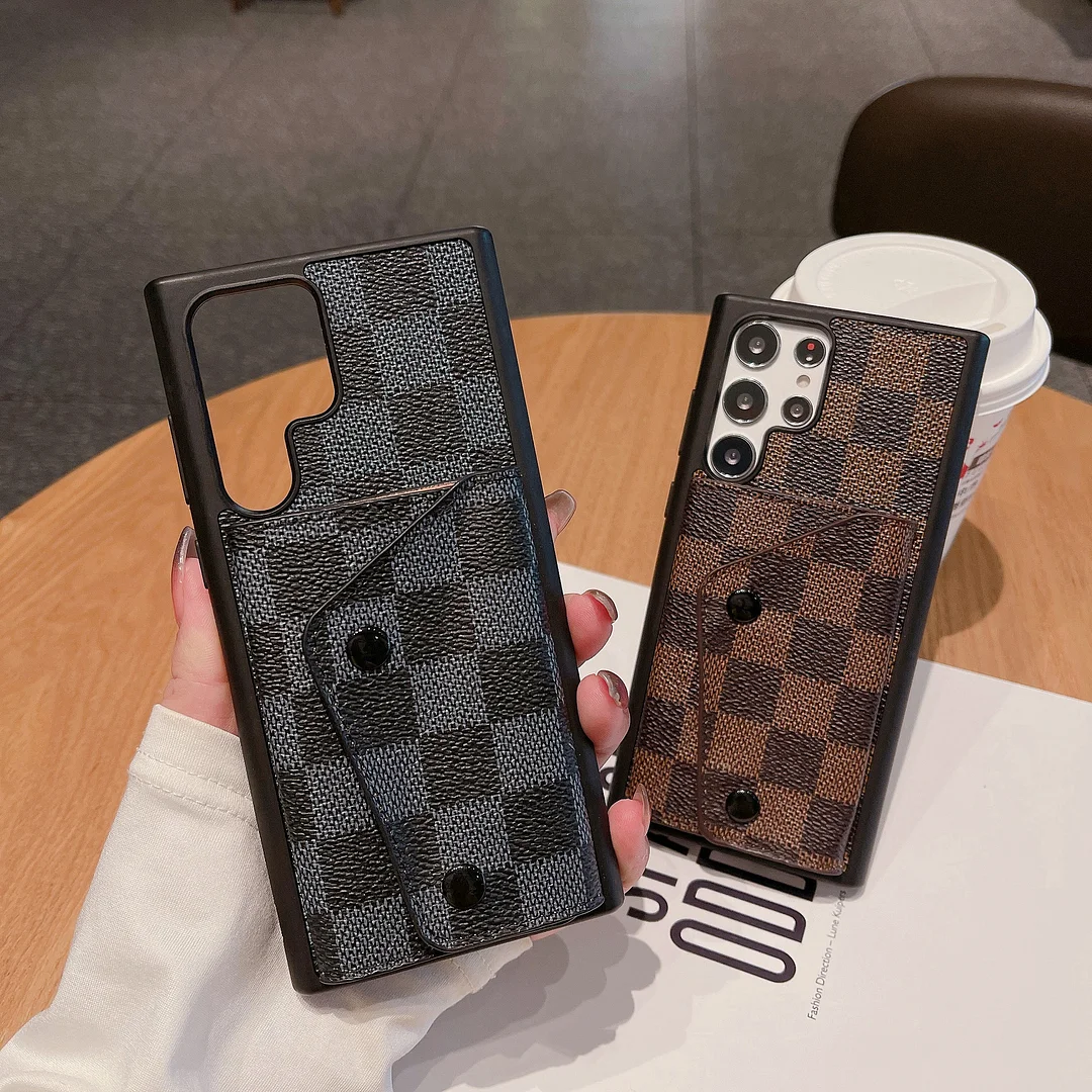 Checkerboard Leather Card Case for Samsung