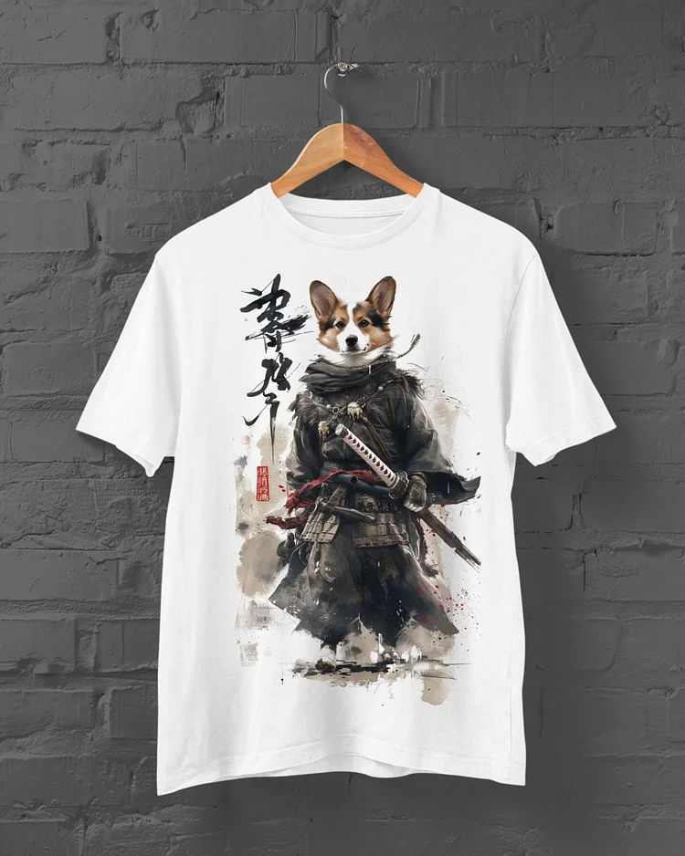 Men's Dog Samurai Japanese Art Print T-Shirt