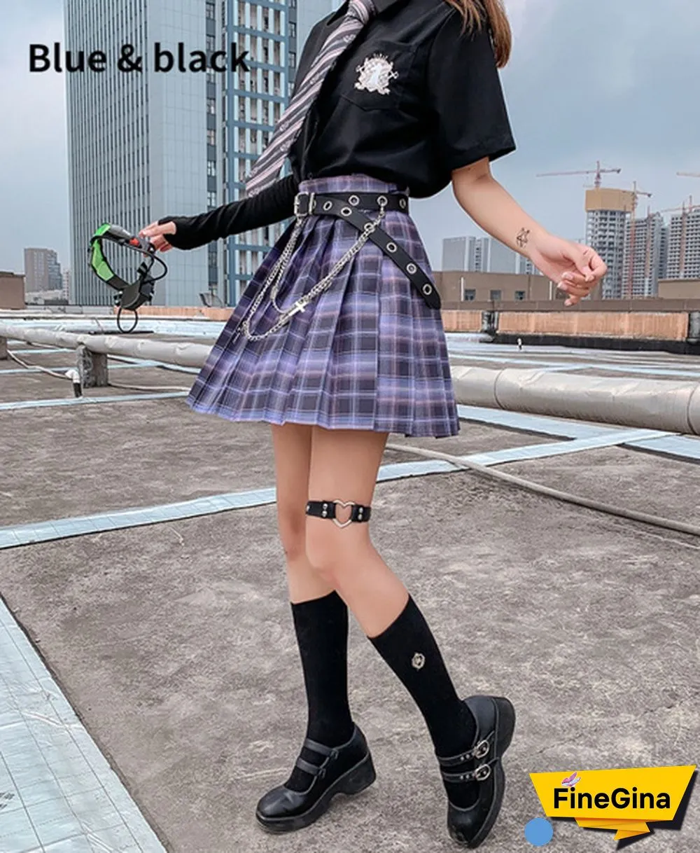 Summer Woman Mini Skirts Harajuku Korean Style Fashion Cute Kawaii Skirts For Girls High Waist Plaid Pleated Skirt Women Dress