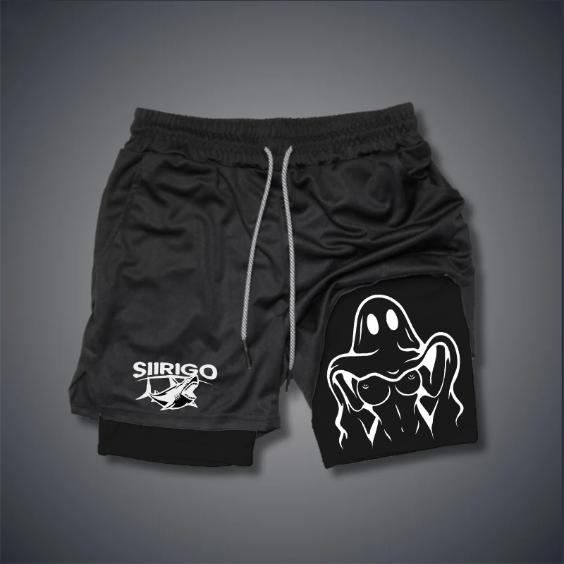 Naughty Ghost Sexy Boobs Graphic Print GYM PERFORMANCE SHORTS