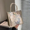 Flower Cotton Linen Picnic Lunch Shopping Handbag