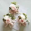 10PCS Red Pink Wedding Catering Bridal Groom Guests Corsage Boutonniere Wrist Artificial Flower Bouquets