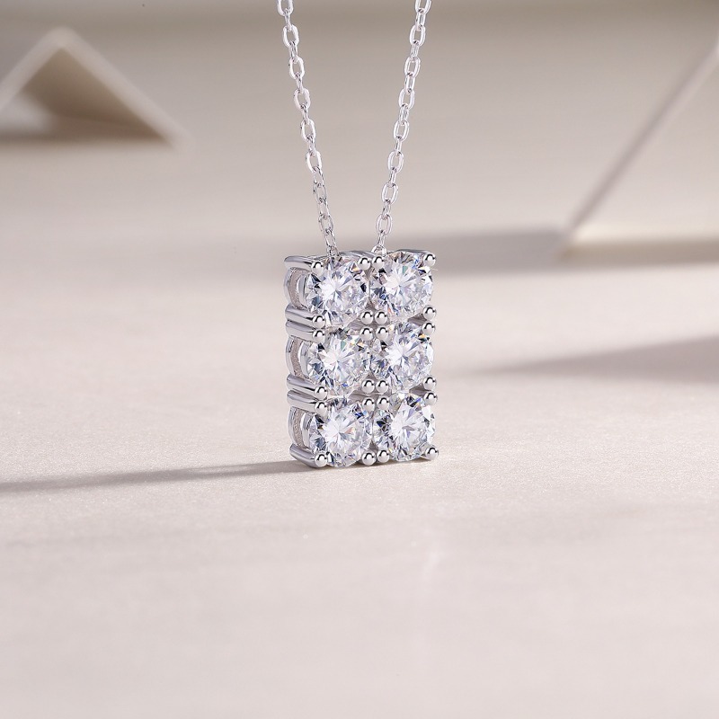925 Silver1.8cttw D Color Moissanite Bar Pendant Necklace Women Plated White Gold Pass Diamond Tester Wholesale Birthday Gift