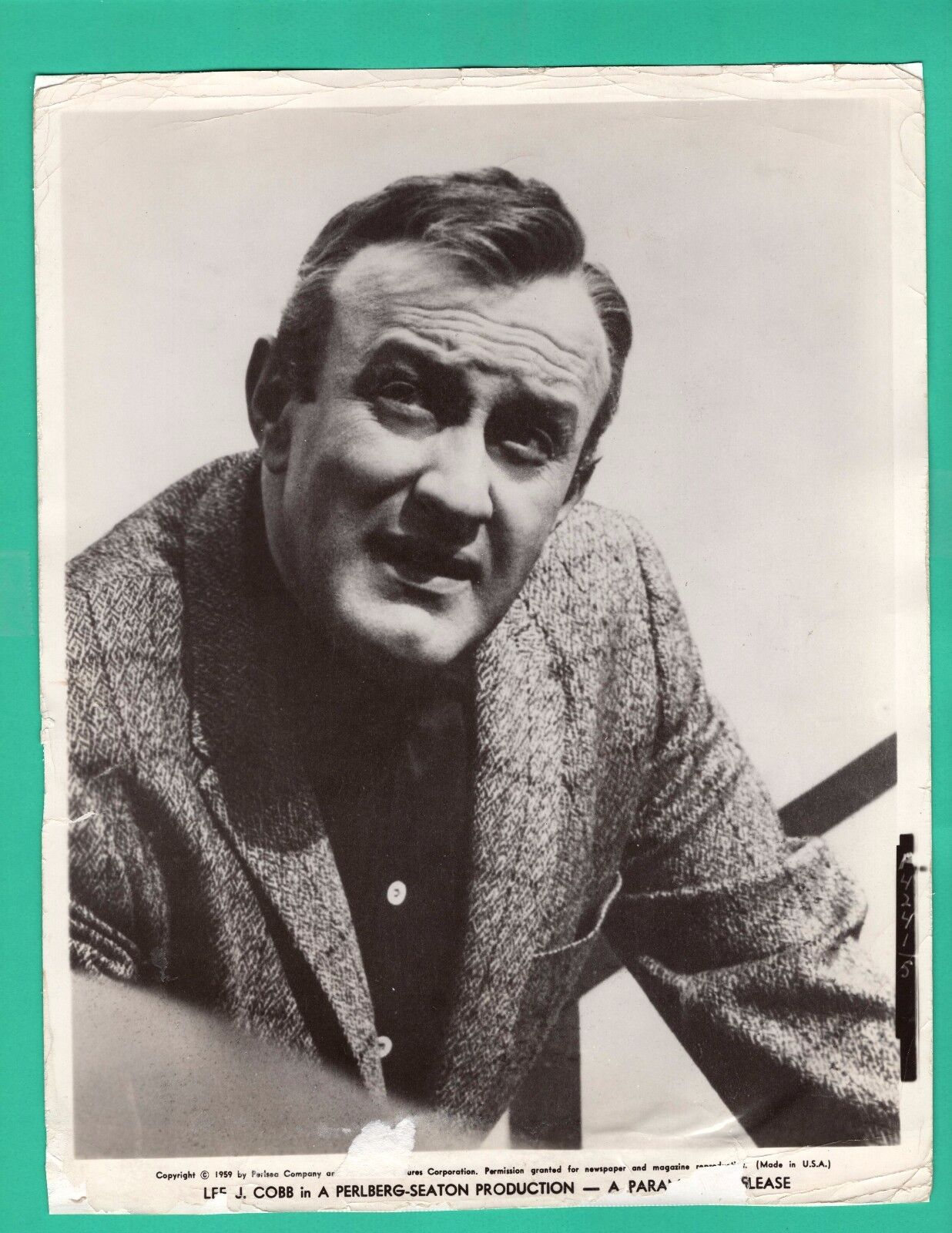 LEE J. COBB Actor Movie Star Promo Vintage Photo Poster painting 1959 PARAMOUNT PICTURES 8x10