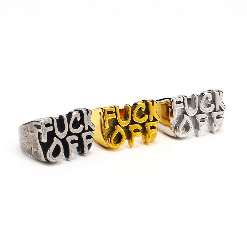 Hip-Hop Letter Titanium Steel Polishing Men’s Rings