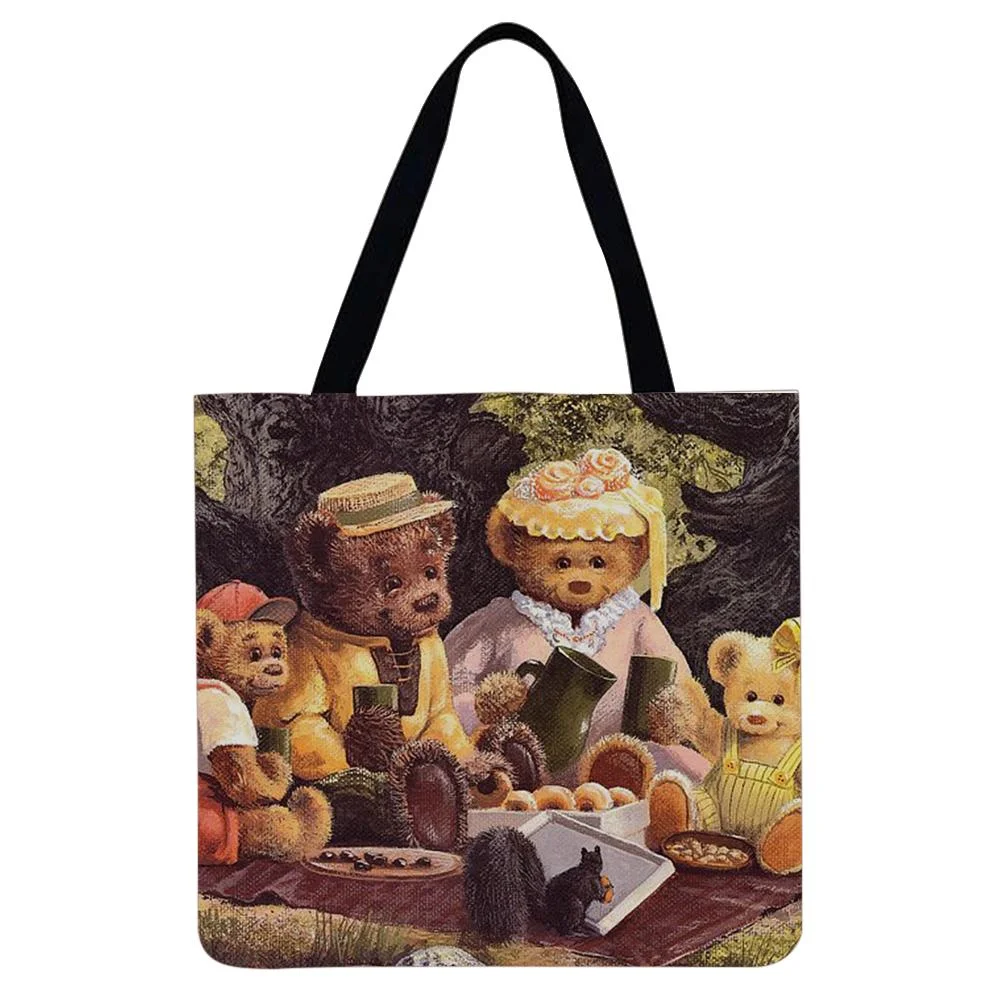 Linen Tote Bag -  Teddy Bear