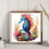 >SALE<Full Embroidery Eco-cotton Thread 14CT Printed Sea Horse Cross Stitch Kit40x40cm