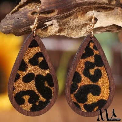 MidiSono - Sequin Wood Teardrop Earrings