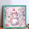 Winter Pink Snowman - 11CT Stamped Cross Stitch 40*40cm