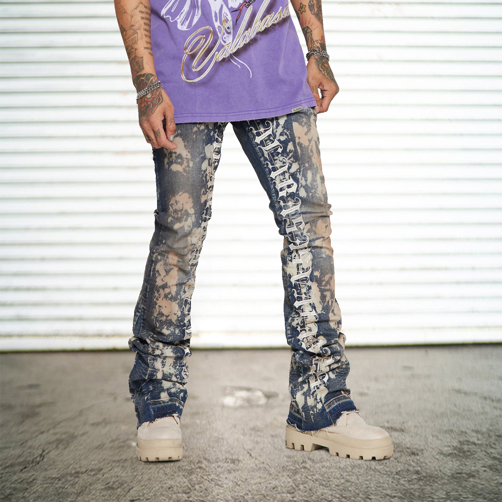 Tie Dye Casual Street Layered Jeans