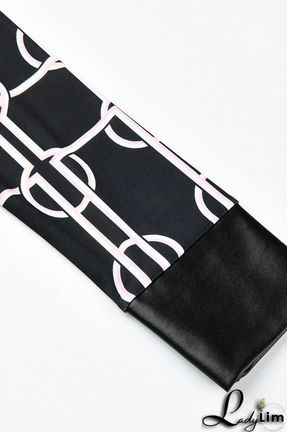 Black White Fashion Casual Print Split Joint V Neck Long Sleeve Dresses