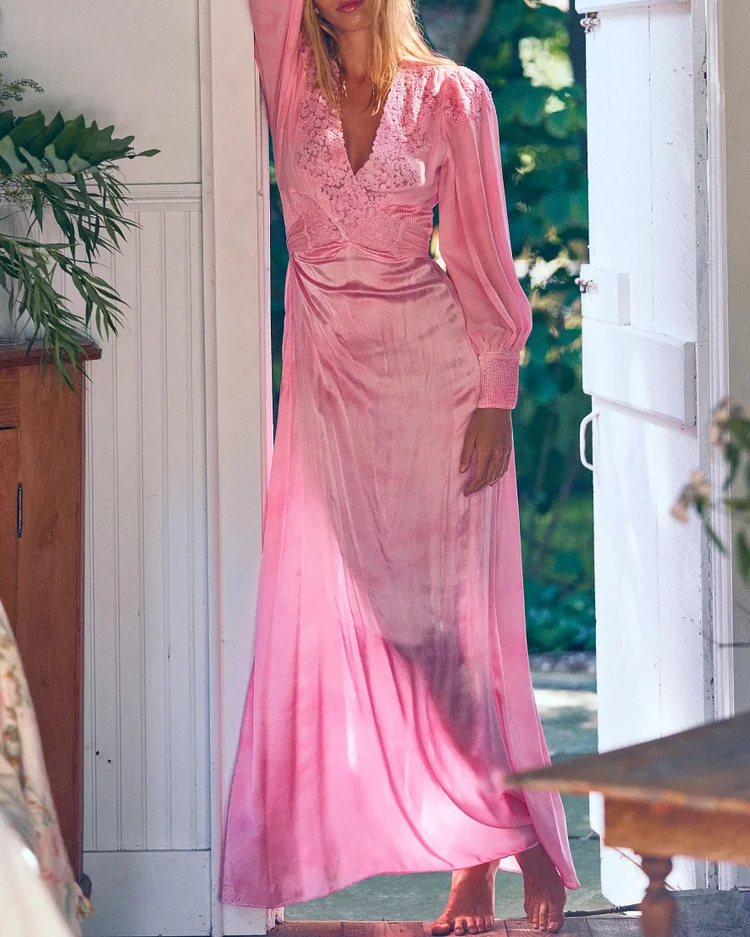 Long sleeve pajamas midi dress