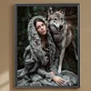 Loup Indien Et Fille-Perceuse Ronde Peinture Diamant-30*40CM