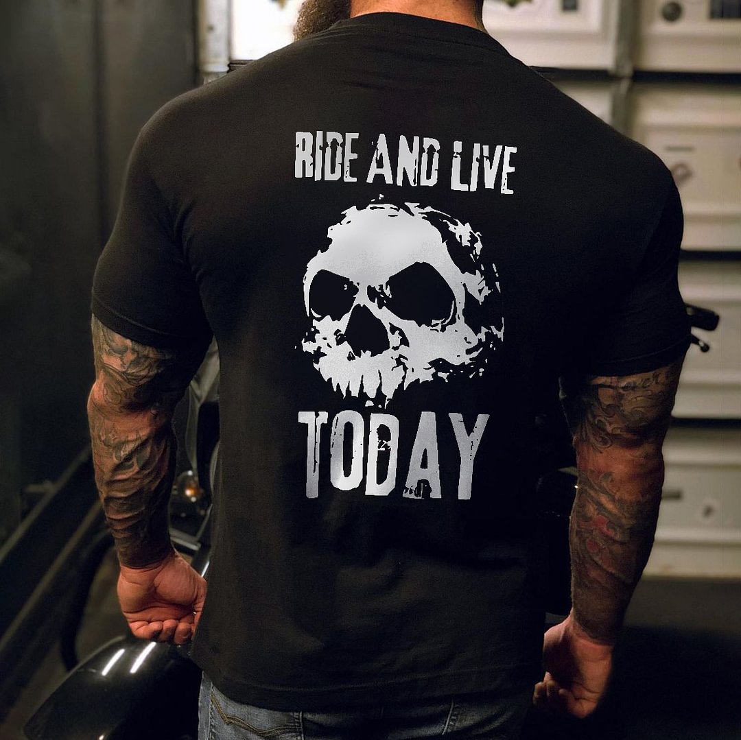 Livereid Ride And Live Today Skull T-shirt - Livereid