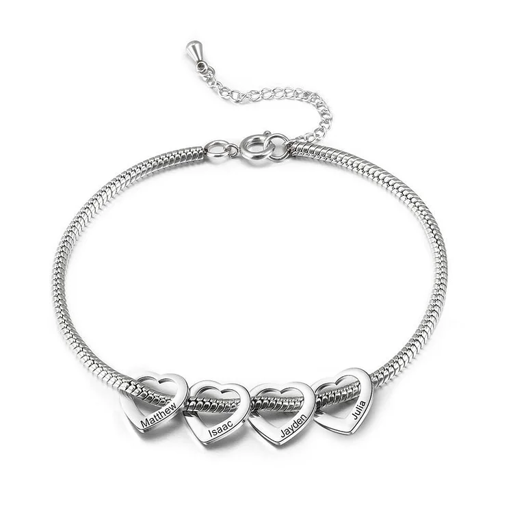 Bracelet Cheville Réglable Prénom Personnalisés Pour Femmes Avec 4 Pendentif  Coeur Jessemade FR