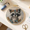Animal DIY Stamped Embroidery Starter Kit for Beginners Adults Craft Lovers Gift Cross Stitch Kit with Embroidery Hoop 29x29cm