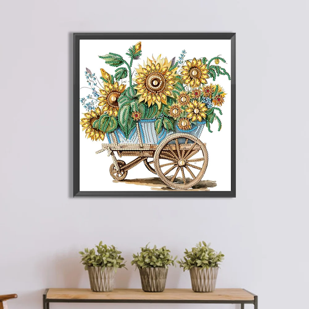 Diamond Painting - Partial Special Shaped Drill - Flower Car(Canvas|30*30cm)