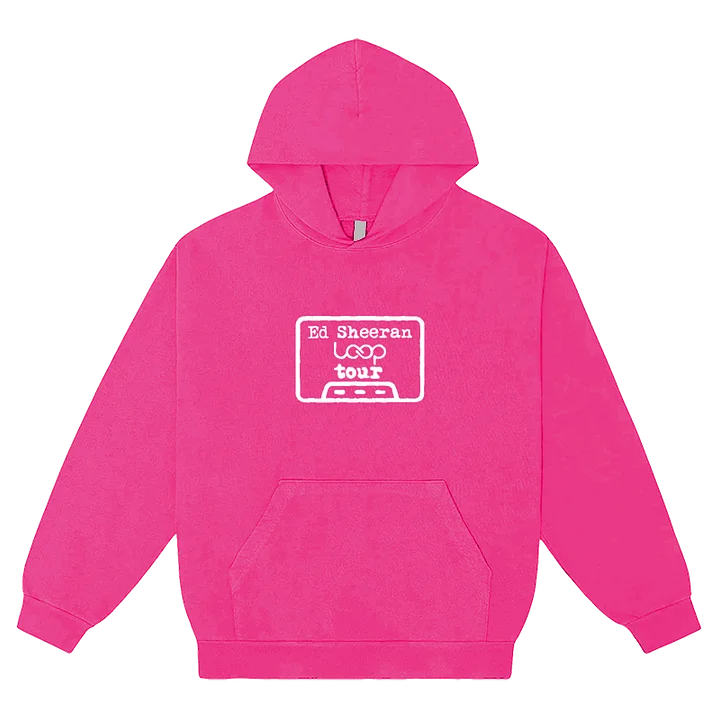 "Ed Sheeran Loop Tour pink graphic hoodie front and back view"