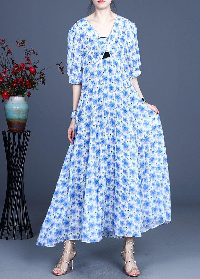 VCSHOES Purple Print Summer Ramie Party Dresses