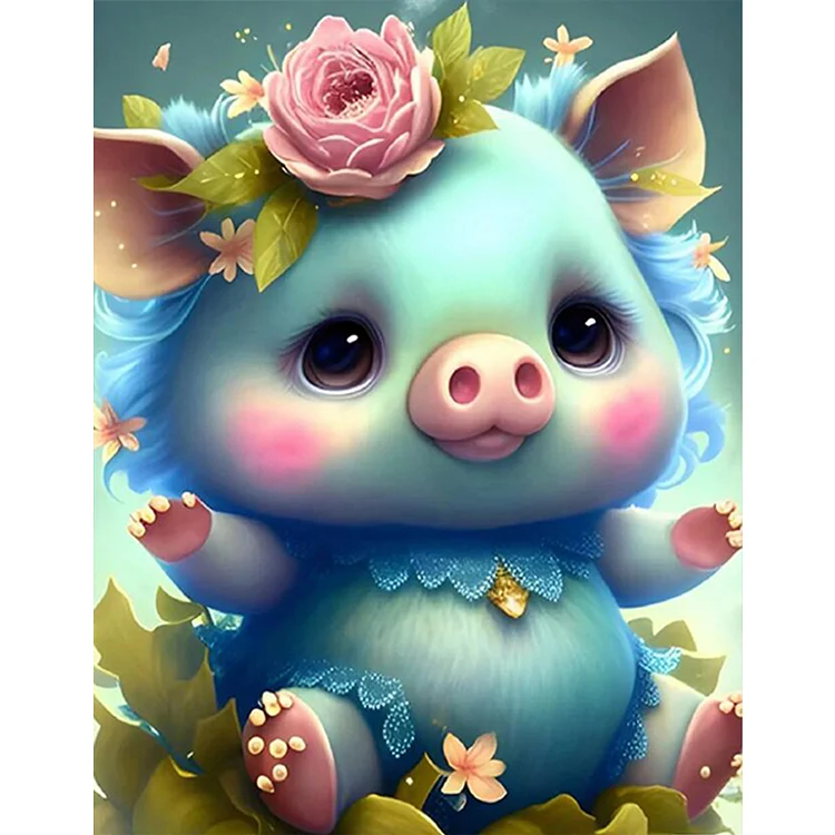 Cartoon Zodiac Animal - Pig 30*40CM(Canvas) Full Round Drill Diamond Painting gbfke