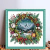 Winter Scene With Wreath-14CT Stamped Cross Stitch 36*36cm/14.17*14.17in tapestrymarket