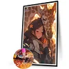 (40*60cm)Girl and Giraffe - Round AB Drill Diamond Painting
