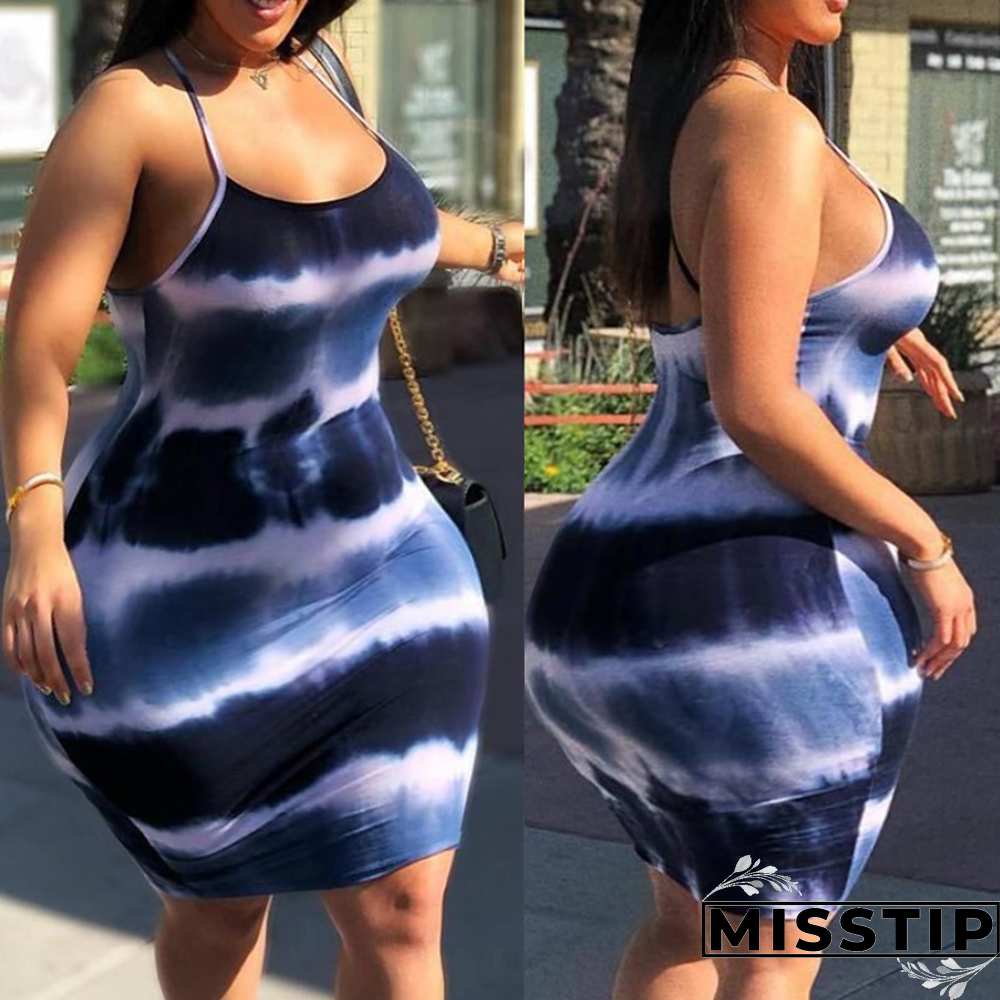 Green Fashion Sexy Daily Spaghetti Strap Sleeveless Spaghetti Strap Mini Dress Mini Tie Dye Dresses
