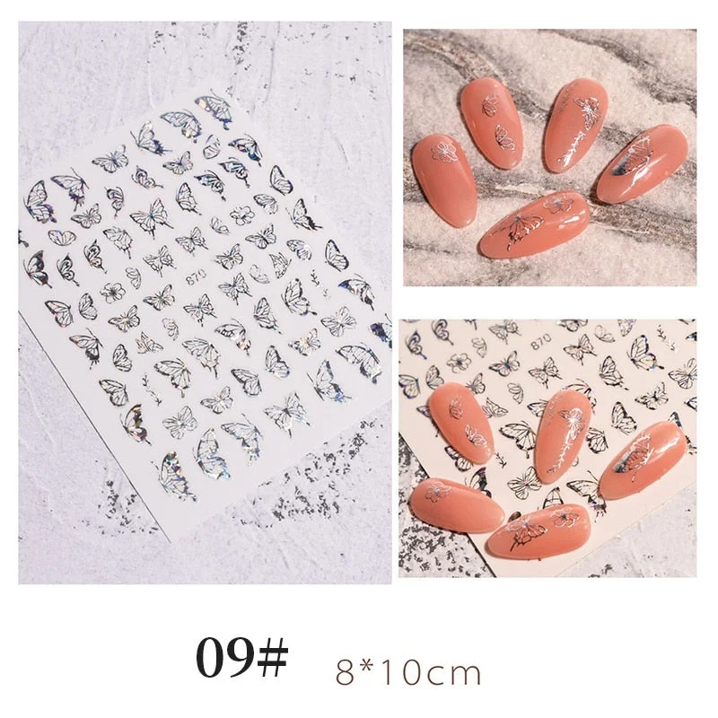 1 Sheet 3D Halloween Nail Sticker Christmas Skull Bone Snake Butterfly Maple Leaf Pattern Decals Manicures 3D Nail Decorations