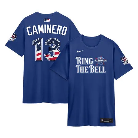 Men's American League #13 Junior Caminero Nike Rush Blue 2026 All-Star Game Name & Number T-Shirt