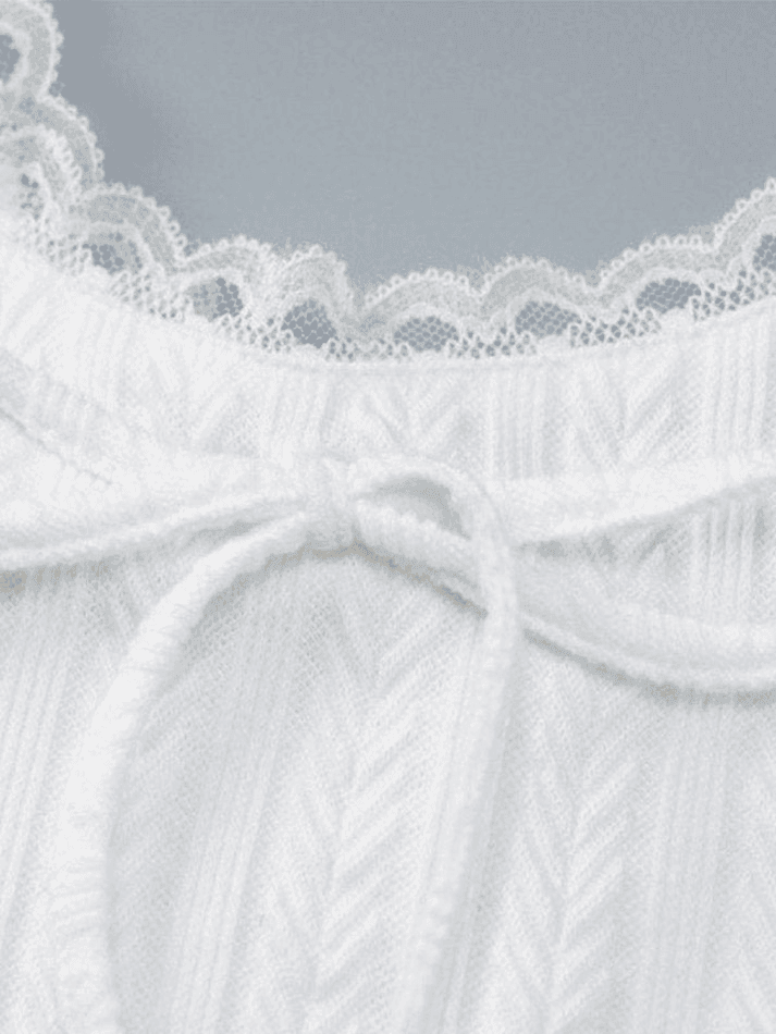 Toloer Cropped Lace Trim White Tank Top-Outfit Ideas