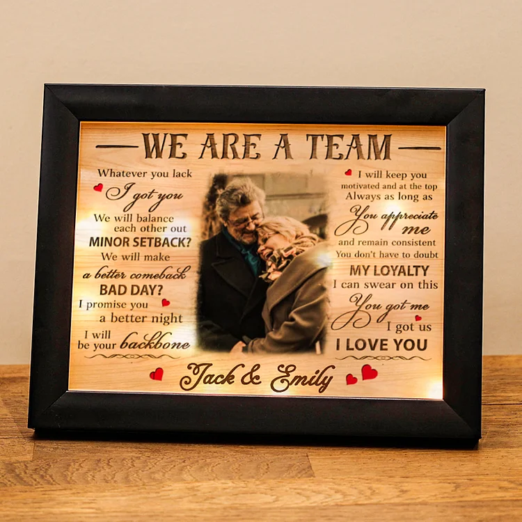 We Are A Team Photo Frame Personalized LED Light Shadow Box Couple Gifts