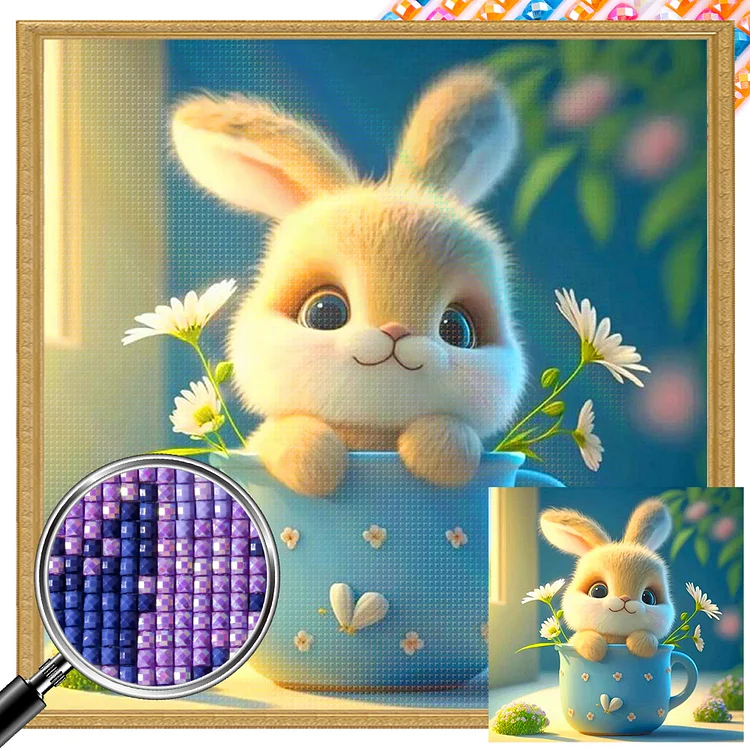 Cup Rabbit 40*40CM(Canvas) Full Square Drill Diamond Painting gbfke