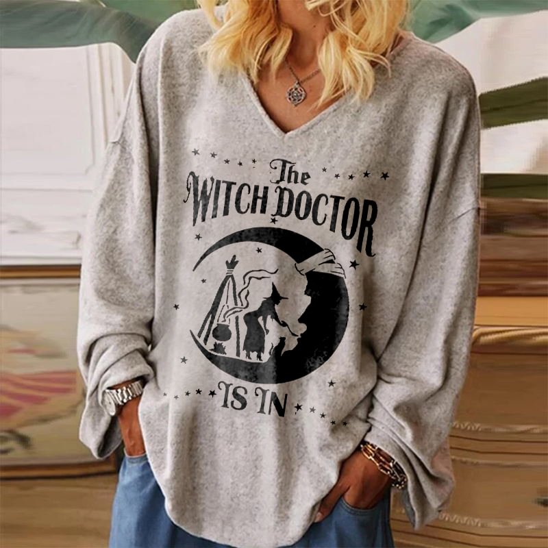 The Witch Doctor Is In Printed Loose T-shirt