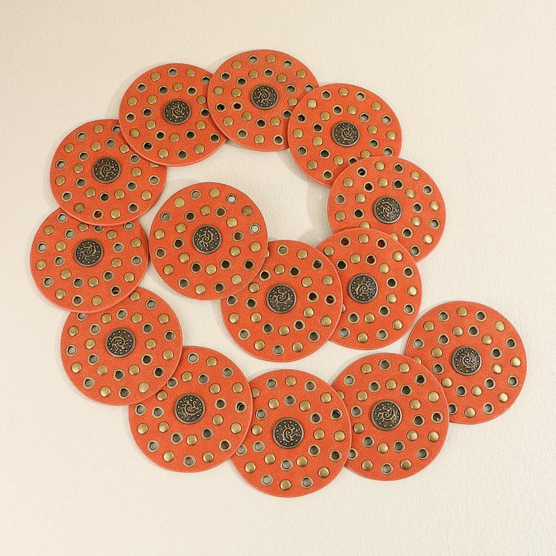 Casual Minimalist Classic Style Round Pu Leather Alloy Metal Button Women’s Leather Belts