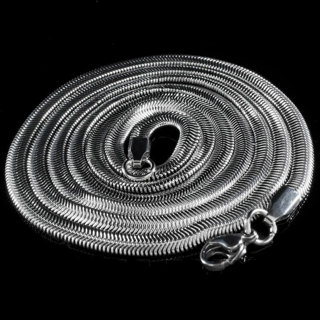 18k IP White Gold Plated 4/5mm White Gold Herringbone Snake Chain-VESSFUL